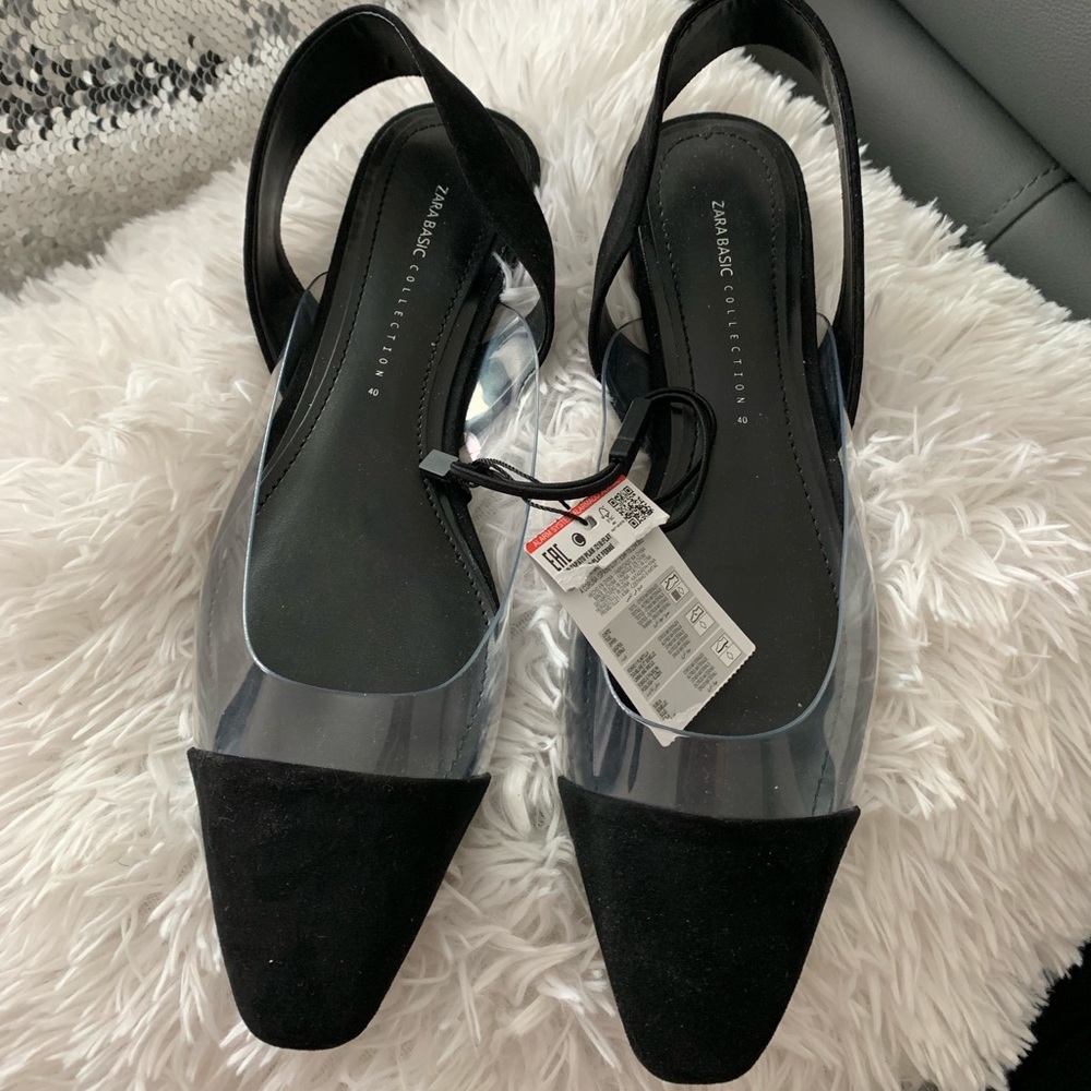 Zara Sling Back Vinyl Flats